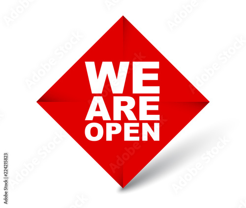 red vector banner we are open