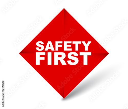 red vector banner safety first