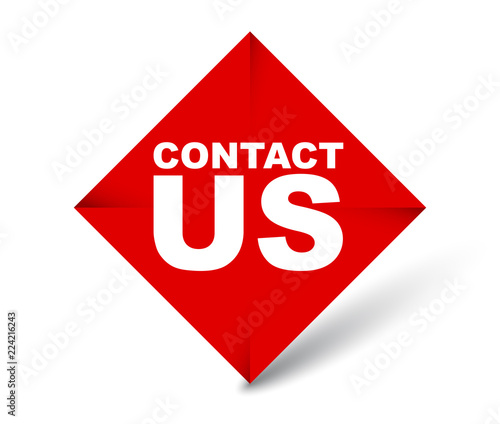 red vector banner contact us
