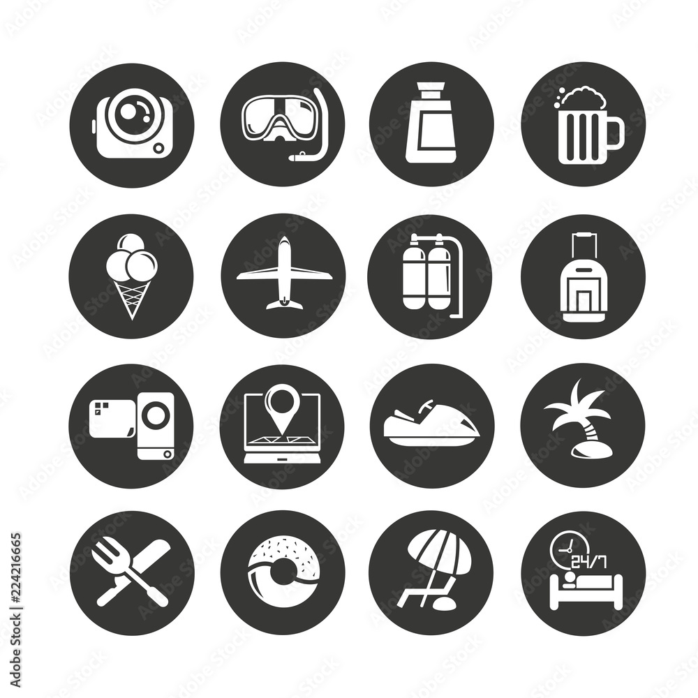 travel icon set in circle buttons travel icon set in circle buttons
