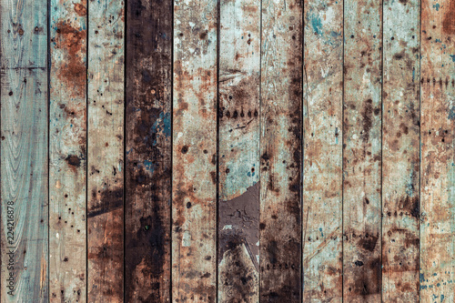 Wooden background of old weathered boards