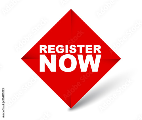 red vector banner register now