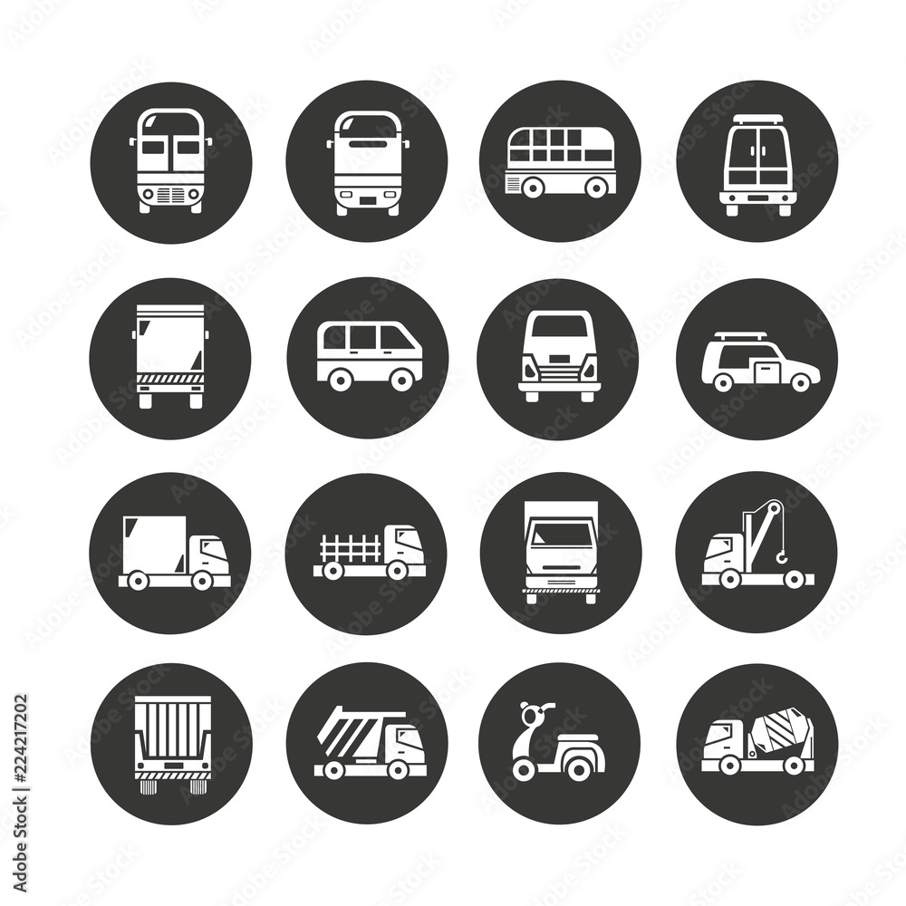 vehicle icon set in circle buttons vehicle icon set in circle buttons