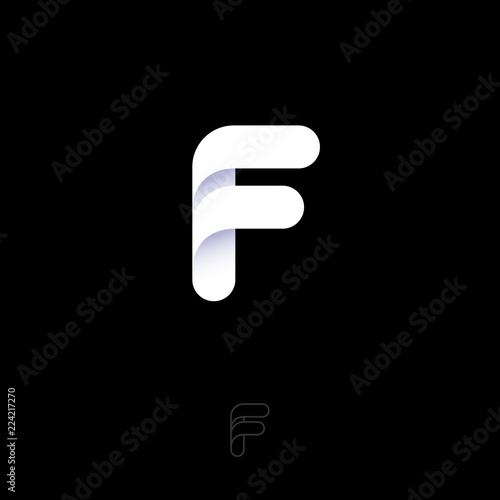 F letter white monogram. F logo. Web, UI icon. White logo on a dark background. Contour option.
