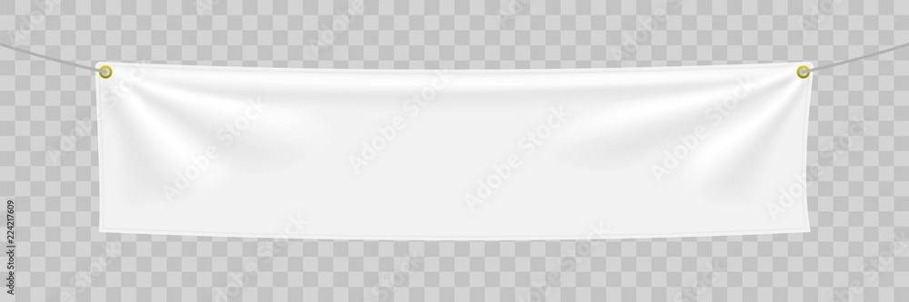 White textile banner with folds