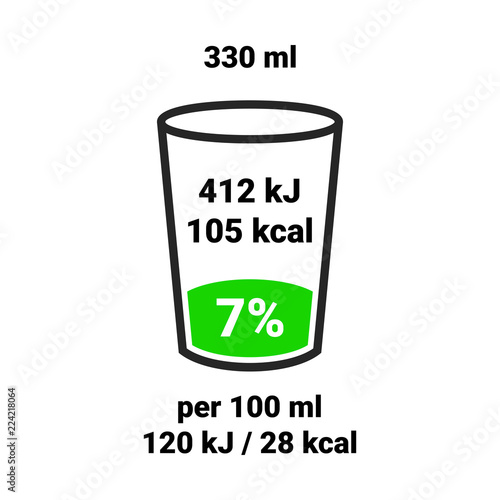 Drinl food value label chart. Vector information beverage guideline