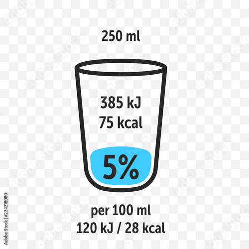 Drinl food value label chart. Vector information beverage guideline