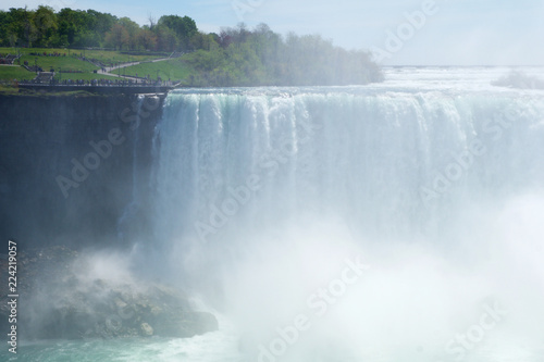 NIAGARA FALLS, ONTARIO, CANADA - MAY 21st 2018: Horseshoe Falls at Niagara Falls viewed from the canadian side