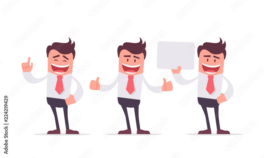 Vector Illustration on a theme of office work. Characters from a series of funny clerks. Cartoon office manager Vector Illustration on a theme of office work. Characters from a series of funny clerks. Cartoon office manager