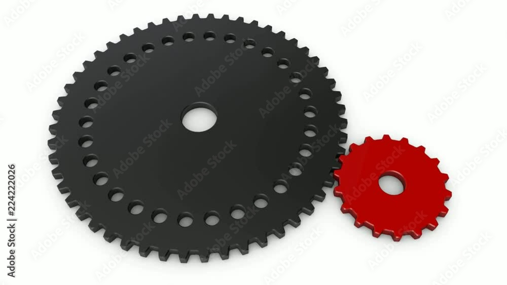 3D animation gear, two gears. 3D animation gear, two gears.