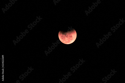 Eclipsed blood moon almost finished