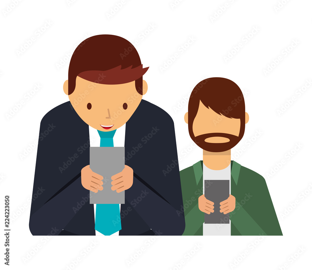 two men using smartphone addiction social media two men using smartphone addiction social media