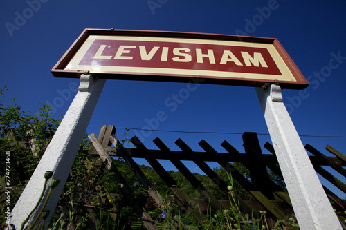 Steam train at Levisham Railway Station, Ryedale, North Yorkshire Moors. The station was opened in 1836