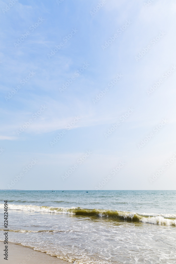 Holiday theme background with seashore and waves