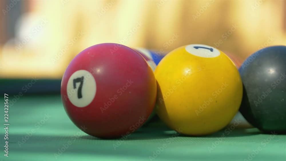 Billiards balls on the table in 4k slow motion 60fps Billiards balls on the table in 4k slow motion 60fps
