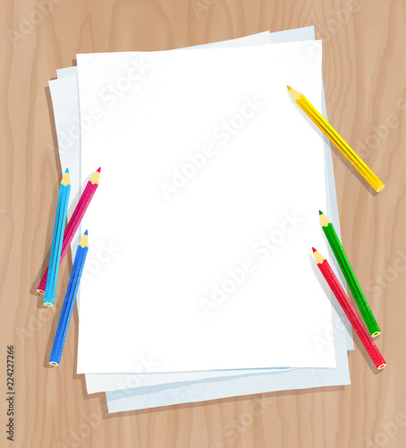 White paper on with color pencils