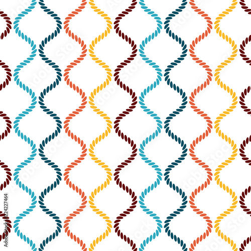 Seamless pattern with wavy forms. Curved threads and ropes. Optical illusion of motion.