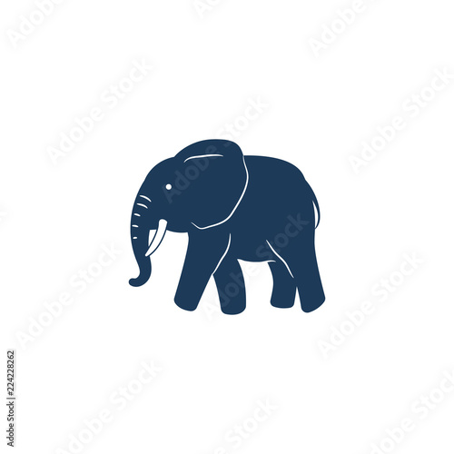 Blue elephant vector isolated illustration.