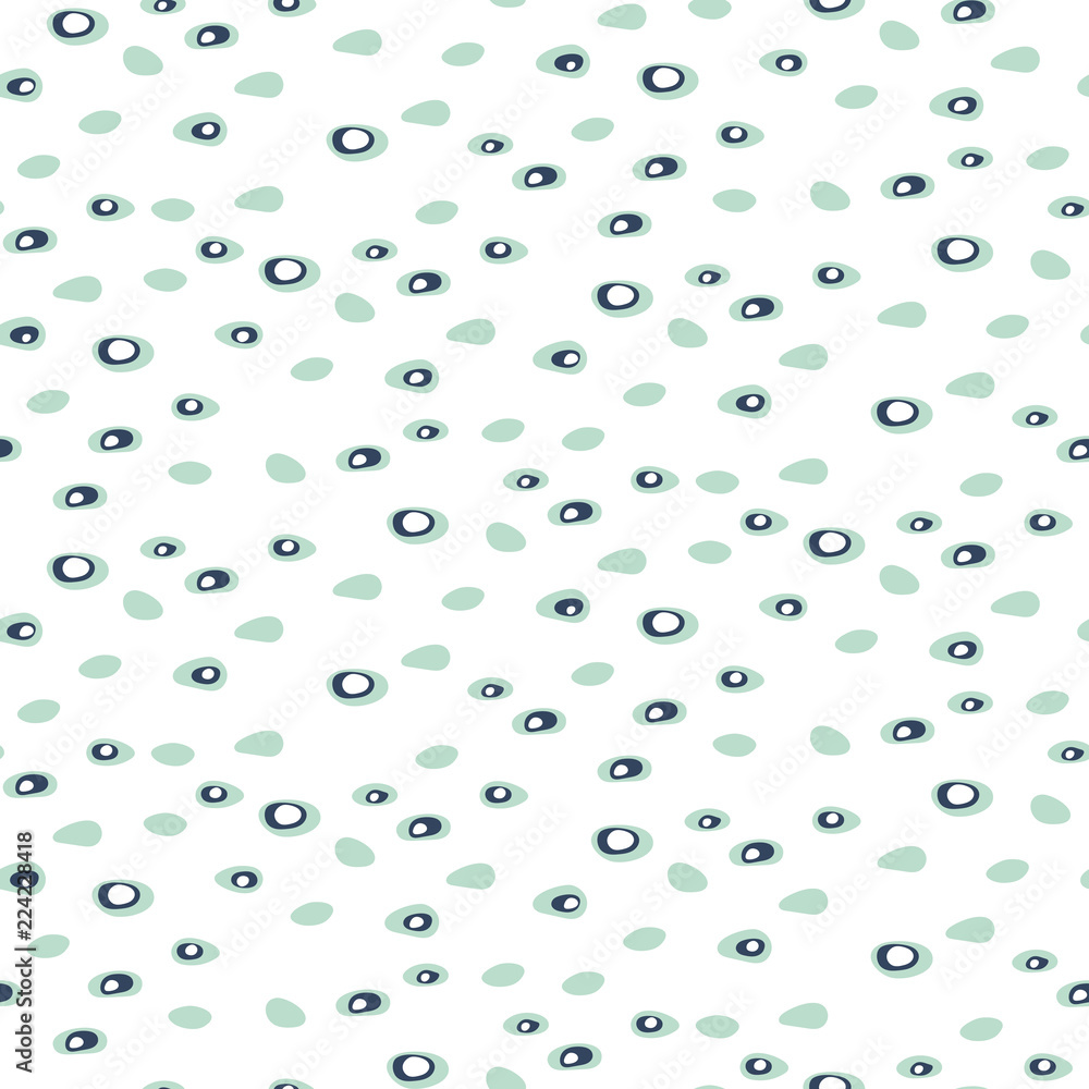 Abstract spotted blue drops seamless vector pattern.