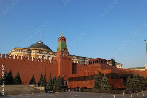 Morning view of the Moscow Kremlin with the Lenin mausoleum, Russia