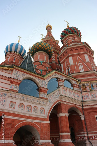 Saint Basils cathedral on Red square cloweup view, Moscow, Russia photo