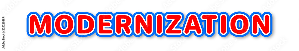 MODERNIZATION - elegant red text written on white background MODERNIZATION - elegant red text written on white background