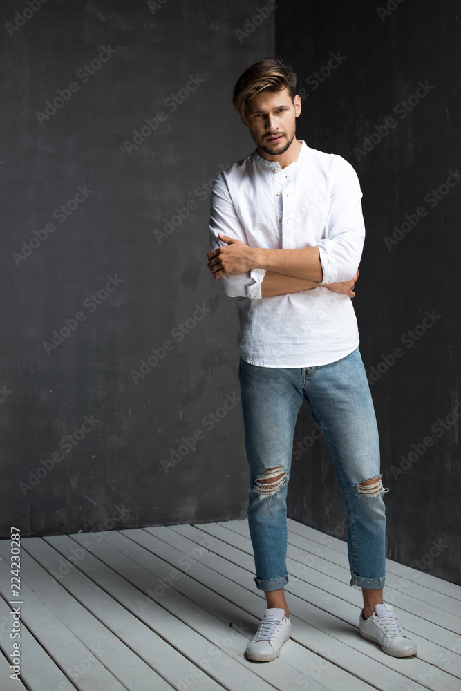 Sexy men in jeans Stock Photo | Adobe Stock