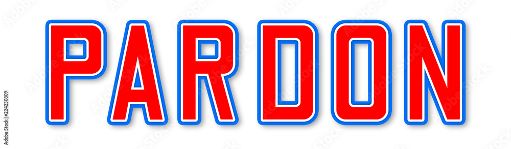 PARDON - elegant red text written on white background PARDON - elegant red text written on white background
