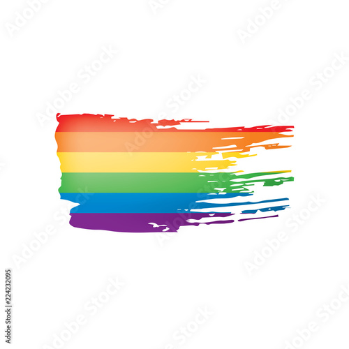 Grunge rainbow flag isolated on white background.