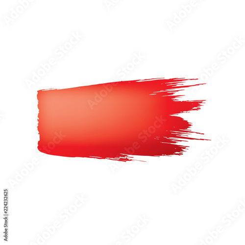 Brush stroke of red paint on white background.