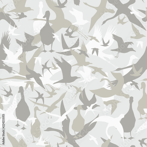 Seamless camouflage with flying birds