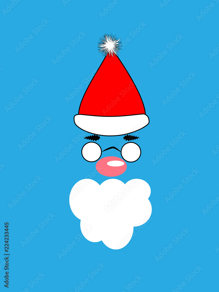Dibujo de la cara de Santa Claus en el fondo celeste Dibujo de la cara de Santa Claus en el fondo celeste