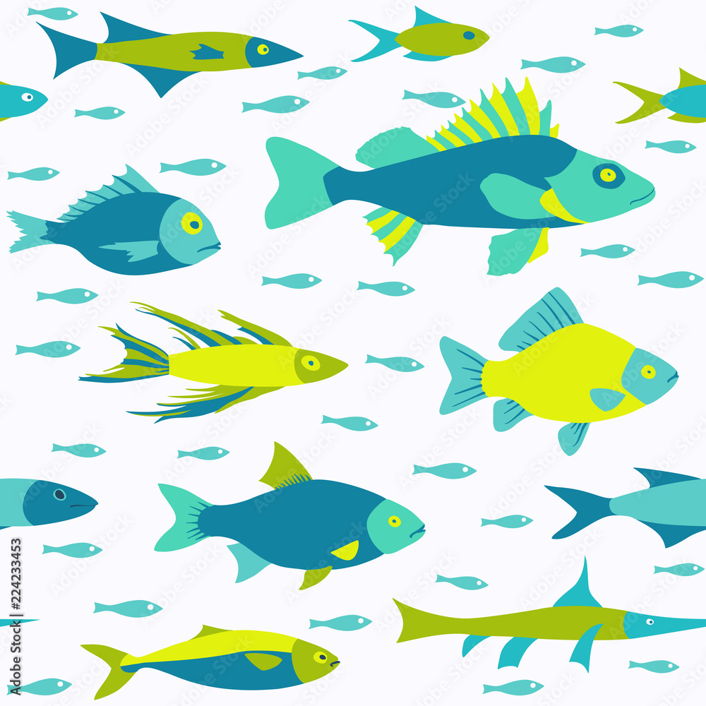 Vector seamless pattern with fish