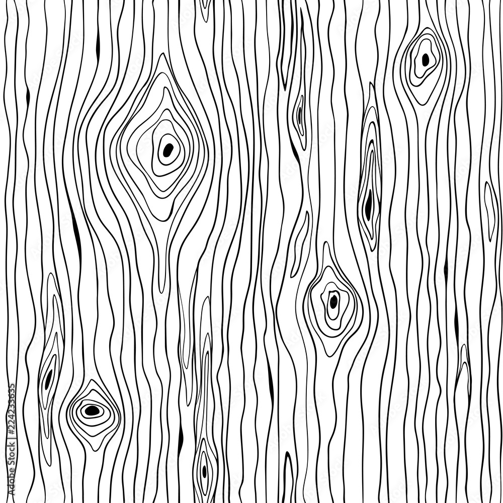 Black an white vector seamless pattern with wood structure