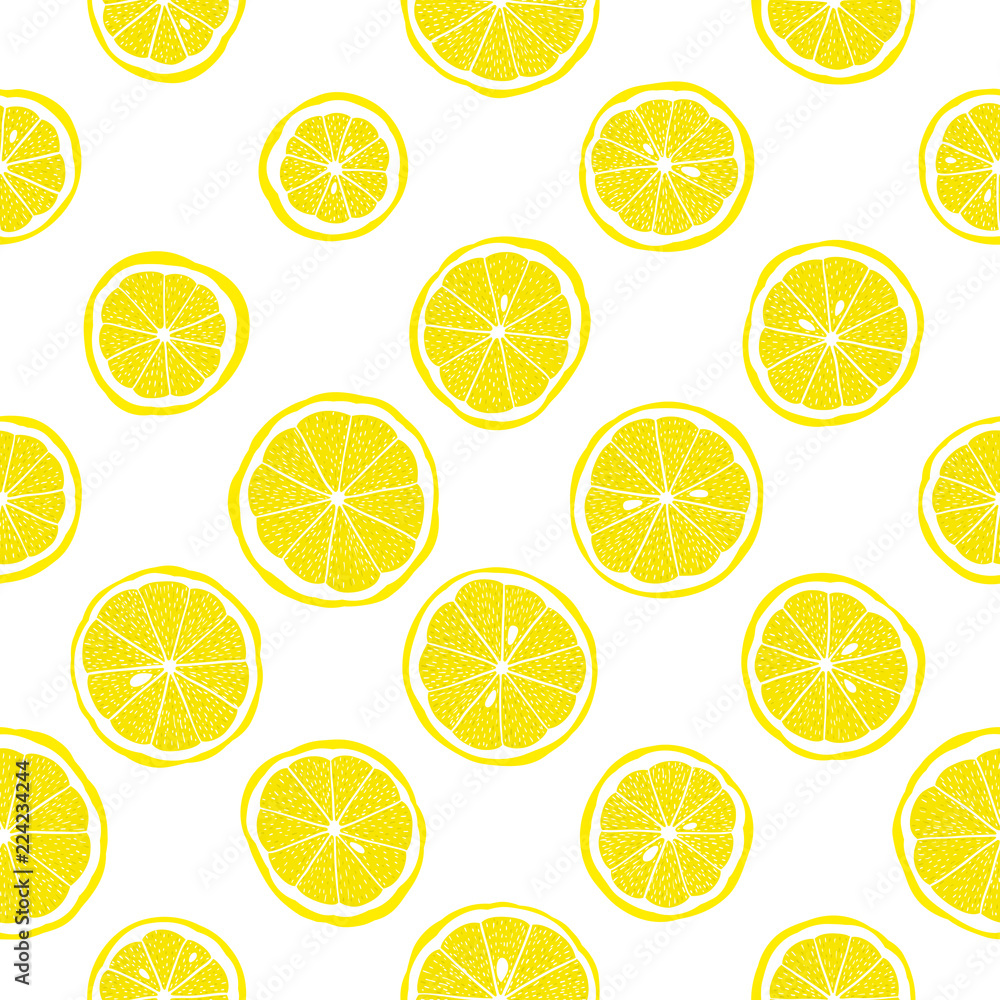 Seamless vector pattern with lemon slices
