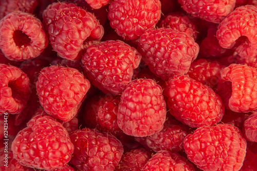 Delicious fresh red raspberry as background