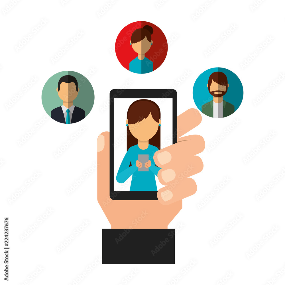 hand with smartphone people social media hand with smartphone people social media