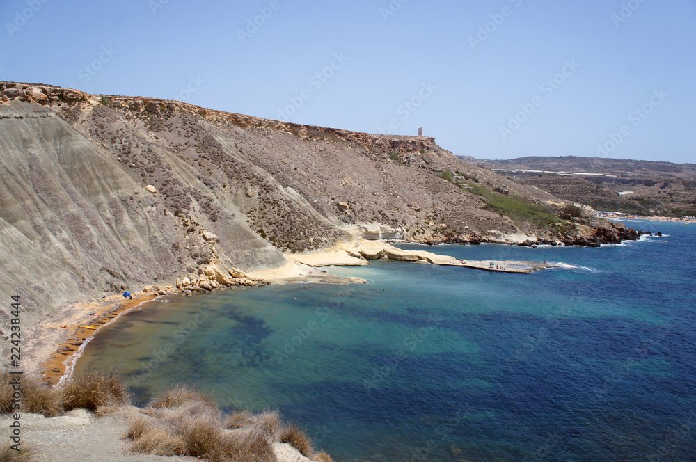 Panorama of Gnejna Bay, Golden Bay, Malta