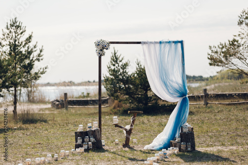 A wedding alter before a wedding starts.