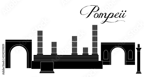 the illustration with famous landmark the Pompei