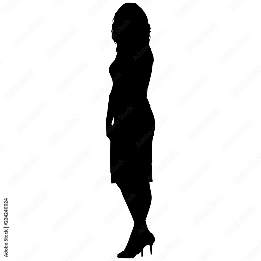 silhoutte of standing woman in short dress