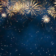 Holiday background with fireworks Template to Greeting card