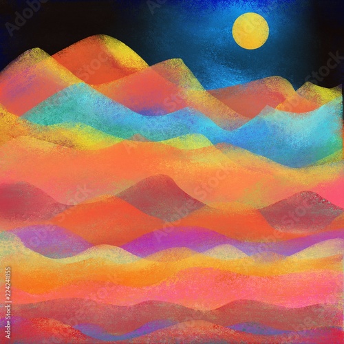Mountain Range Background In Abstract Modern Art Design With Full Moon In Night Sky Painted Colorful Waves And Hills In Orange Purple Red And Blue Colors Stock Illustration Adobe Stock Mountain Range Background In Abstract Modern Art Design With Full Moon In Night Sky Painted Colorful Waves And Hills In Orange Purple Red And Blue Colors Stock Illustration Adobe Stock