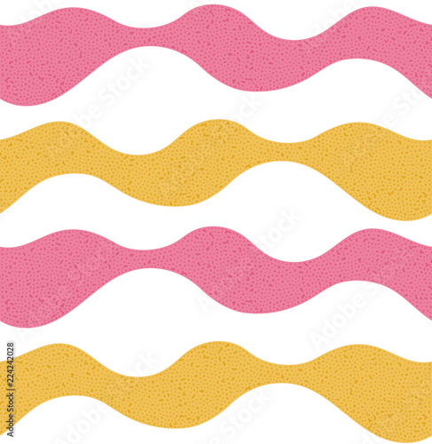 Vector seamless pattern with abstract textured waves. Curve shapes with hand drawn elements. Background with waved layers. Creative design. Wallpaper, textile, wrapping, print on clothes