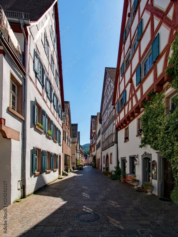 In der Altstadt von Hirschhorn, Hessen, Deutschland 