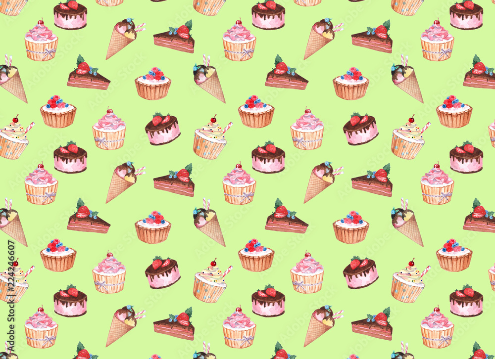 watercolor seamless pattern of confectionery watercolor seamless pattern of confectionery