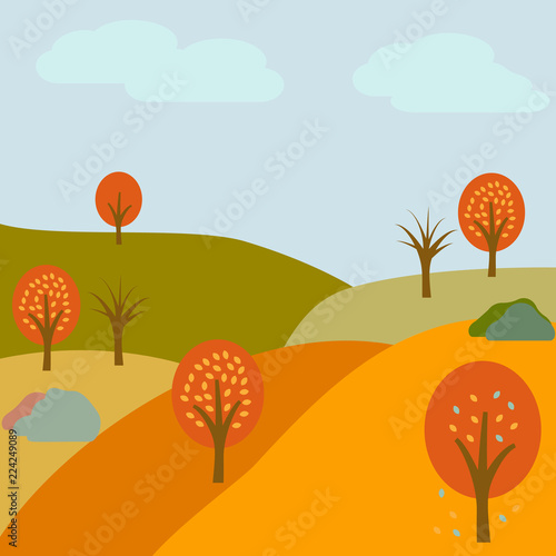 autumn field. Element of colored autumn illustration for mobile concept and web apps. Detailed autumn field illustration can be used for web and mobile