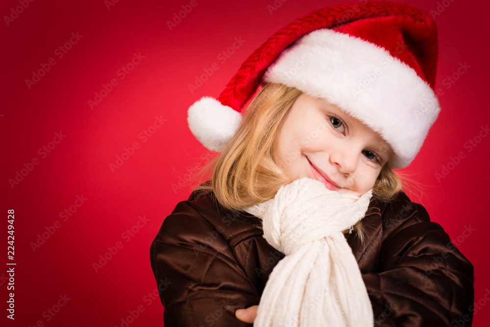 Happy Little Christmas Girl in Winter Clothing Happy Little Christmas Girl in Winter Clothing