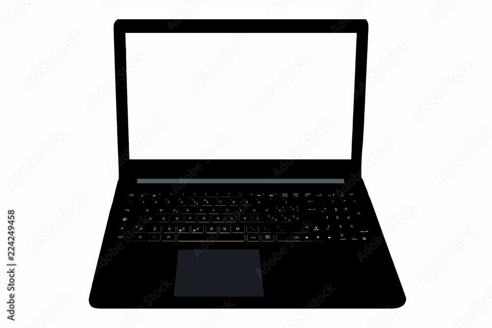 black laptop on white background black laptop on white background