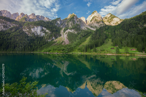 Magnificent lake in the Alpine mountains 